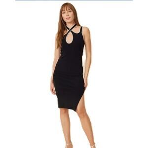 Revolve Black Dress One Grey Day With Twist Halter Neck
